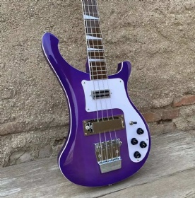 Custom Rickenback Style 4003 Electric Bass Guitar, Transparent Purple, Basswood Body, Maple Neck, Upgrade Adjustable Bridge Available