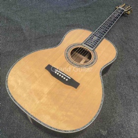 Custom OOO Style 39 Inch Abalone Binding Solid Europe Spruce Wood Folk Acoustic Guitar Accept Guitar OEM