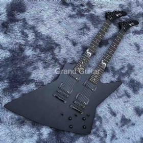 Custom Double Neck 6+6 Matt Black Finishing Explorer Style Electric Guitar