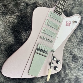 Custom Firebird Style Electric Guitar with Metallic Finishing, Jazz Vibrato Bridge Pull Plate, 3 Pickups, Accept Logo OEM