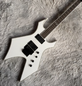 Custom BC RICH Mick Warlock Electric Guitar In White with Binding Spider Inlay FR Bridge