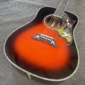 Custom Hummingbird Doves in Flight Acoustic Guitar with FLAMED Wood Back