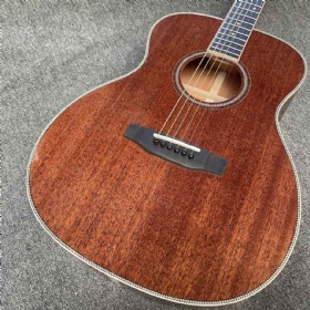 Custom Full Mahogany Wood Dreadnought D Style Acoustic Guitar with Herringbone Binding