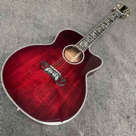 Custom 43 Inch Jumbo Gibson Style SJ200 Cutaway Solid KOA Wood Acoustic Guitar with Double S1-PRO V3 Pickup, Solid Wood Version
