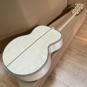 Custom 43 Inches Gibson Style SJ200 Solid Spruce Jumbo Acoustic Guitar Abalone Inlays Flamed Maple Back Side