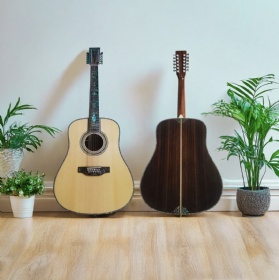 Custom 12-Strings Dreadnought Acoustic Guitar, Solid Rosewood Back Side, 43~48mm Nut Width