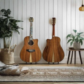 Custom 12 Strings Dreadnought Cutaway All Solid Koa Wood Handmade Deluxe Acoustic Guitar