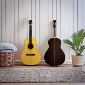 Custom All Solid 00-28VS Parlor Folk Acoustic Guitar with Slot Headstock Vintage Glossing Finish