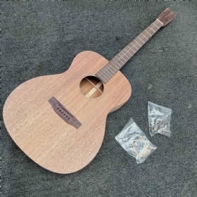 Custom Martin Style 39 Inch OOO-15 Body Solid Mahogany Back Side Acoustic Guitar Kits, Ebony Fingerboard, No Painting