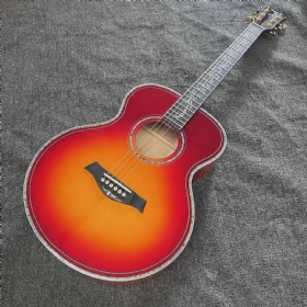 Custom SJ200 Style Acoustic Guitar in Sunburst, SOLID FLAMED MAPLE BACK SIDE VERSION