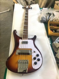 Custom Rickenbacker Style 4 Strings Neck Through Body Electric Bass in Sunburst, Accept Bass OEM