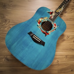 Custom Taylor Living Jewel Set Style Limited Edition Gallery Series Living Jewels Koi Dreadnought Acoustic Guitar Aqua Blue Transparent