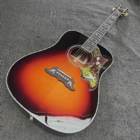 Custom GIBSON Style Doves In Flight Acoustic Guitar Tobacco Burst Dreadnought Guitar