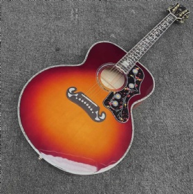 IN STOCK, Custom Gibson Style 6 Strings Flamed Maple Back Side 43 Inch Jumbo Acoustic Guitar Life Tree Inlay, Accept Guitar OEM