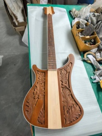 Custom 4 Strings Neck Through Body Rickenback Style Left Handed Electric Guitar Bass without Hardware Rosewood Fingerboard Herringbone Binding