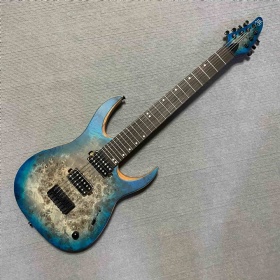 Custom High Quality 7 Strings OM Mayones Style Mahogany Body Electric Guitar Rock Guitar with Solid Burl Top Locking Tuner
