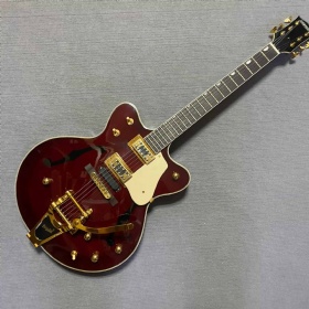Custom Gretsch Style Chet Atkins Country Gentleman Wine Red Color Golden Hardware Semi Hollow Body Bigsby Tremolo System