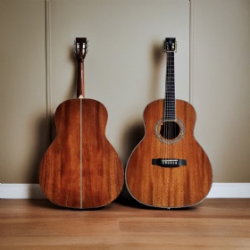 Custom Slotted Headstock 12 Frets All Solid Honduran Mahogany Back Side OOO Acoustic Guitar with Open Headstock Design