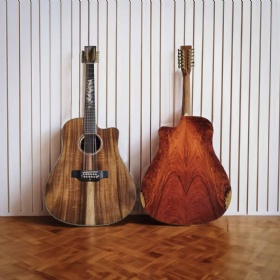 Custom Handbuild 12 Strings 41 Inch Dreadnought Solid Cocobolo Back Side Deluxe Acoustic Guitar