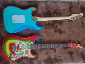 Custom Vintage Rocky Squier by Fender Stratocaster Strat 2000 - Hand Painted George Harrison Design Guitar