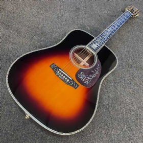 Custom 41 Inch D45 Dreadnought Sunburst Acoustic Guitar with Martin Logo on, Accept Guitar OEM