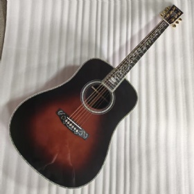 Custom Deluxe Dreadnought D-45AA TabacooBurst Acoustic Guitar, Ebony Fingerboard, Abalone Binding, Solid Rosewood Back Side
