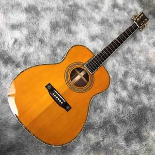 Custom 40 Inch OM Body Acoustic Guitar in Yellow Abalone Binding