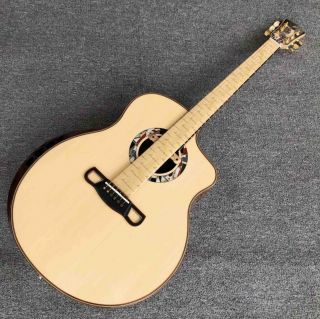 Custom 42 Inch Extrema Poison Folk Acoustic Guitar Solid Spruce Santos Rosewood Body Arm Rest GJ Cutaway