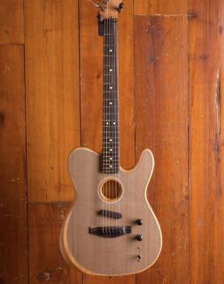 Custom Acoustasonic Tele Sonic Natural Electric Guitar Polyester Satin Matte Finish With Dot Inlay China Black Hardware