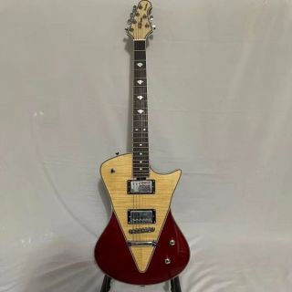 Custom Ernie Ball Music Man Armada Divided Red Color Electric Guitar V-shaped bookmatched Flame Maple Top HH Humbucking Pickups