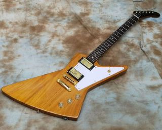 Custom Grand Korena Explorer Electric Guitar in Yellow Color Classic Irregular Shape GB Guitar Accept Guitar, Amp, Pedal, etc OEM