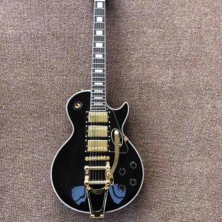 Custom Grand LP Style Electric Guitar with Rosewood Fingerboard White Binding Gold Hardware Bigsby Tremolo