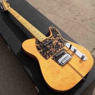 Custom Prince HS Anderson & Hohner Madcat Mad Cat Tele Amber Yellow Flame Maple Top Electric Guitar Leopard Pickguard & Body Binding