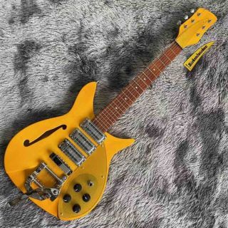 Custom Ricken Style F Hole Electric Guitar in Yellow Color Hand Made Instruments