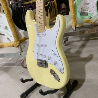 Custom ST Electric Guitar in Cream Yellow Color with Maple Fingerboard and Chrome Hardware Accept Guitar Bass Amp Pedal OEM