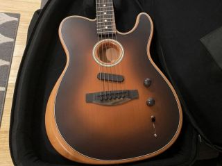 Custom Shop Acoustasonic Tel Sunburst Electric Guitar Polyester Satin Matte Finish Deep C Neck Chrome Hardware