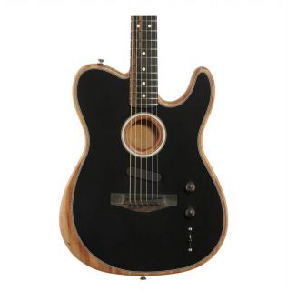 Custom Shop Acoustasonic Tele Matte Black Electric Guitar Polyester Satin Urethane Finish, Deep C Mahogany Neck, Chrome hardware